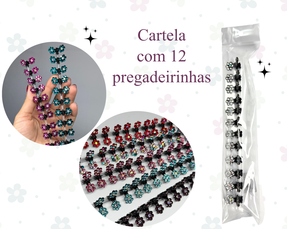 KIT MINI PREGADEIRA C/ STRASS C/12 COLORIDA