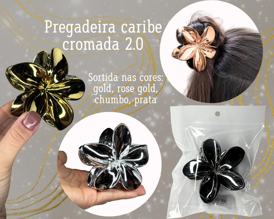 PREGADEIRA CARIBE CROMADA METAIS 8cm