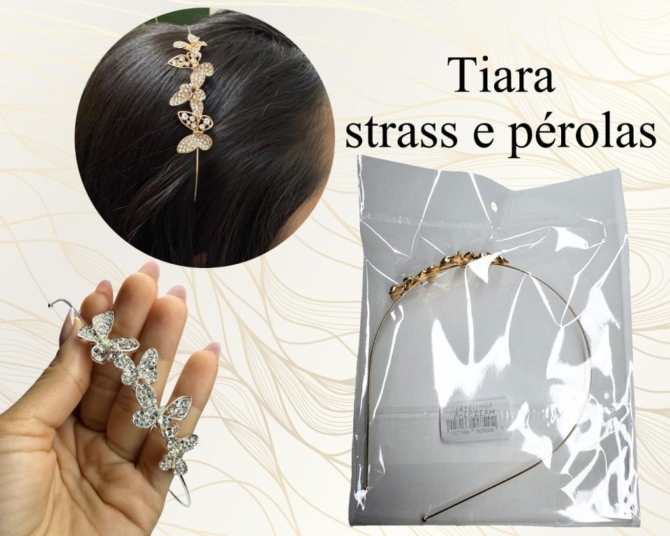 TIARA METAL BORBOLETA STRASS