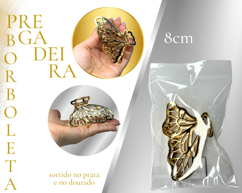 PREGADEIRA METAL BORBOLETA 8cm