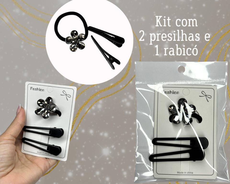 MIX XUXINHA E PRESILHA C/3 FLOR PEDRA