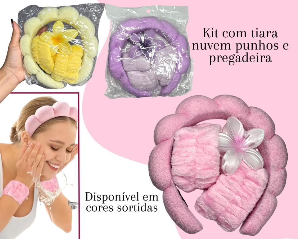KIT TIARA NUVEM C/PUNHO E PREGADEIRA CARIBE 8cm