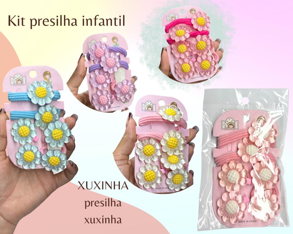 KIT MIX PRESILHA E XUXINHAS FLOR C/6