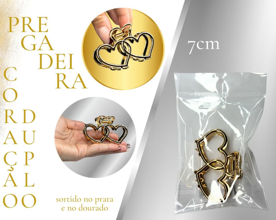 PREGADEIRA CORAÇÃO DUPLO 7cm