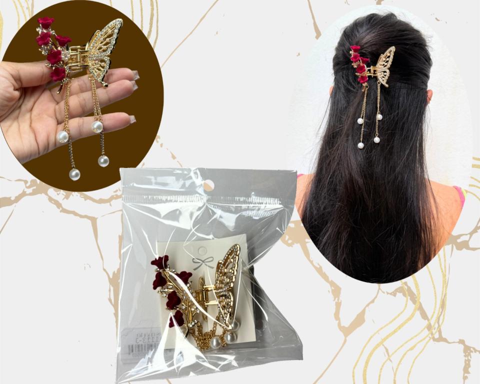 PREGADEIRA METAL BORBOLETA FLOR RED 6cm