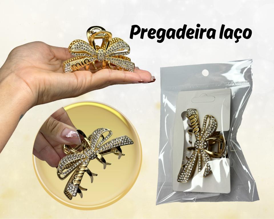 PREGADEIRA METAL LAÇO STRASS 7.5cm