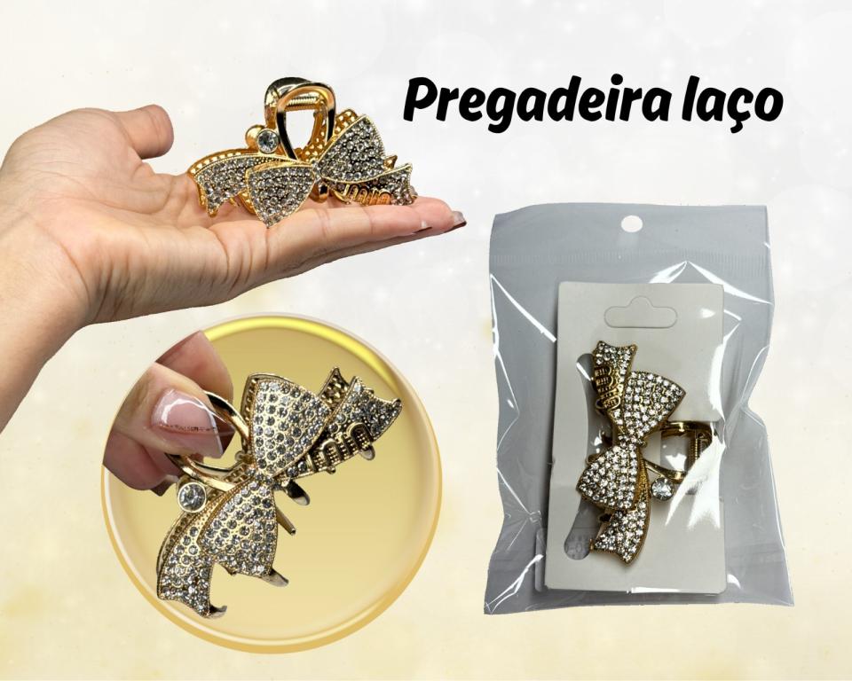 PREGADEIRA METAL LAÇO STRASS 7cm