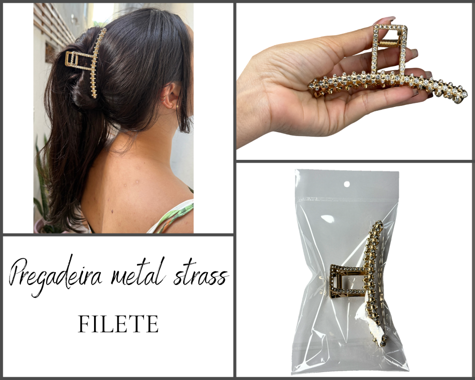PREGADEIRA METAL FILETE STRASS 11cm
