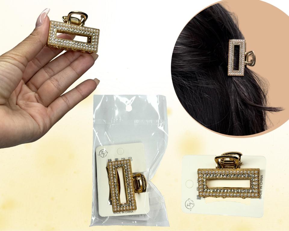 PREGADEIRA RETANGULAR C/ STRASS/PEROLA 4.5cm