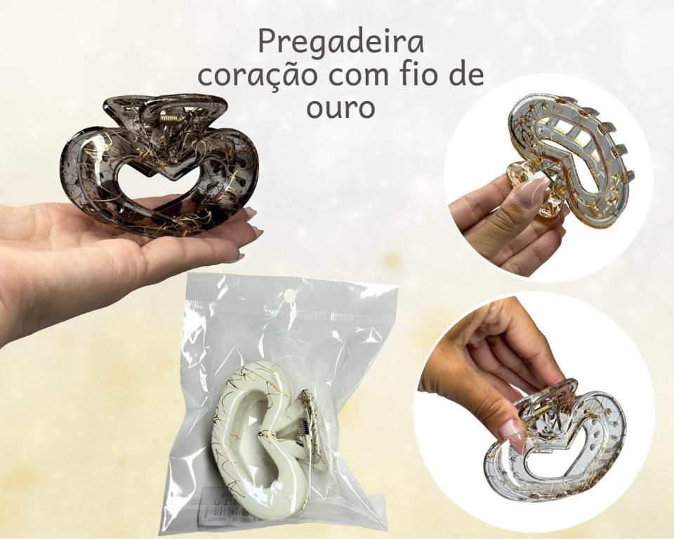 PREGADEIRA CORAÇÃO FIO DE OURO 8 cm