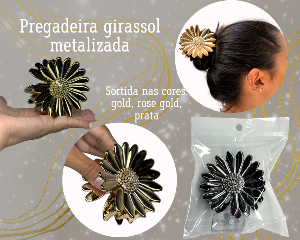PREGADEIRA GIRASSOL METALIZADA 7cm