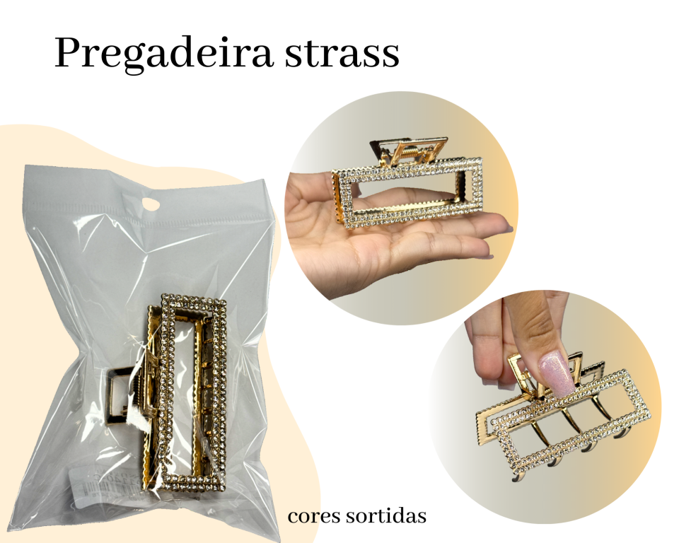 PREGADEIRA METAL QUADRADA C/ STRASS 7cm