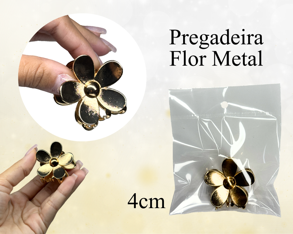 PREGADEIRA METAL FLOR DOURADA 4cm