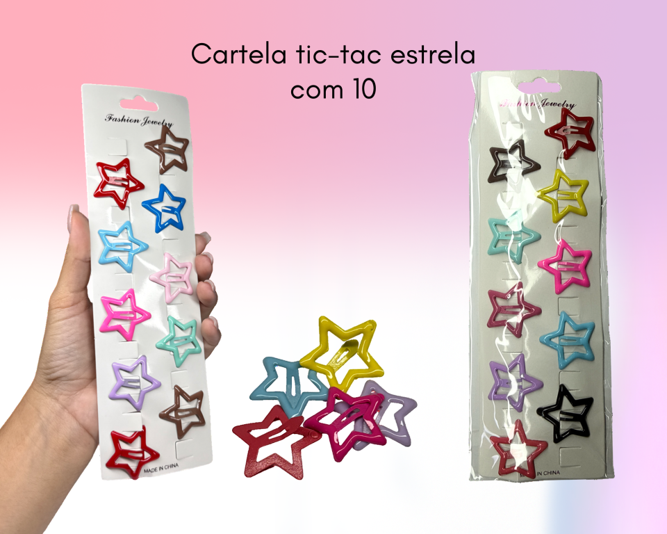 TIC TAC CARTELA ESTRELA COLORIDA C/10