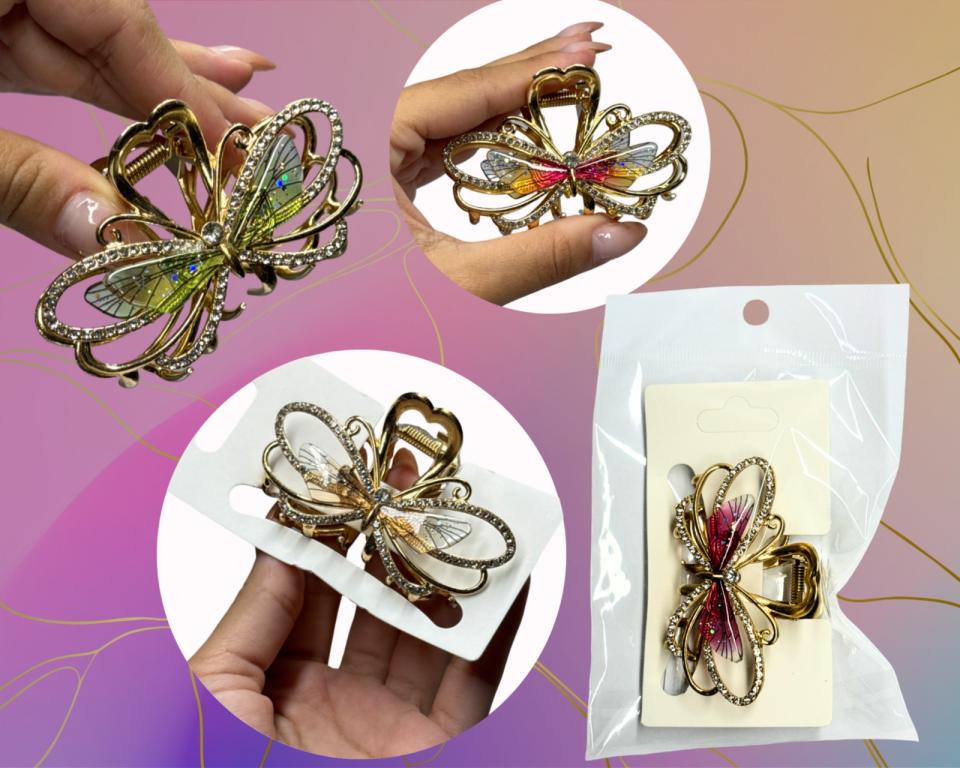 PREGADEIRA BORBOLETA C/STRASS COLOR 7.5cm