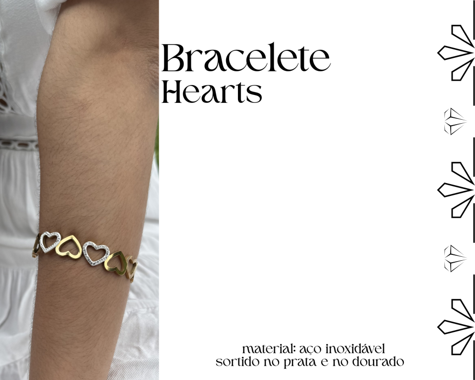 BRACELETE HEARTS AÇO INOXIDAVEL