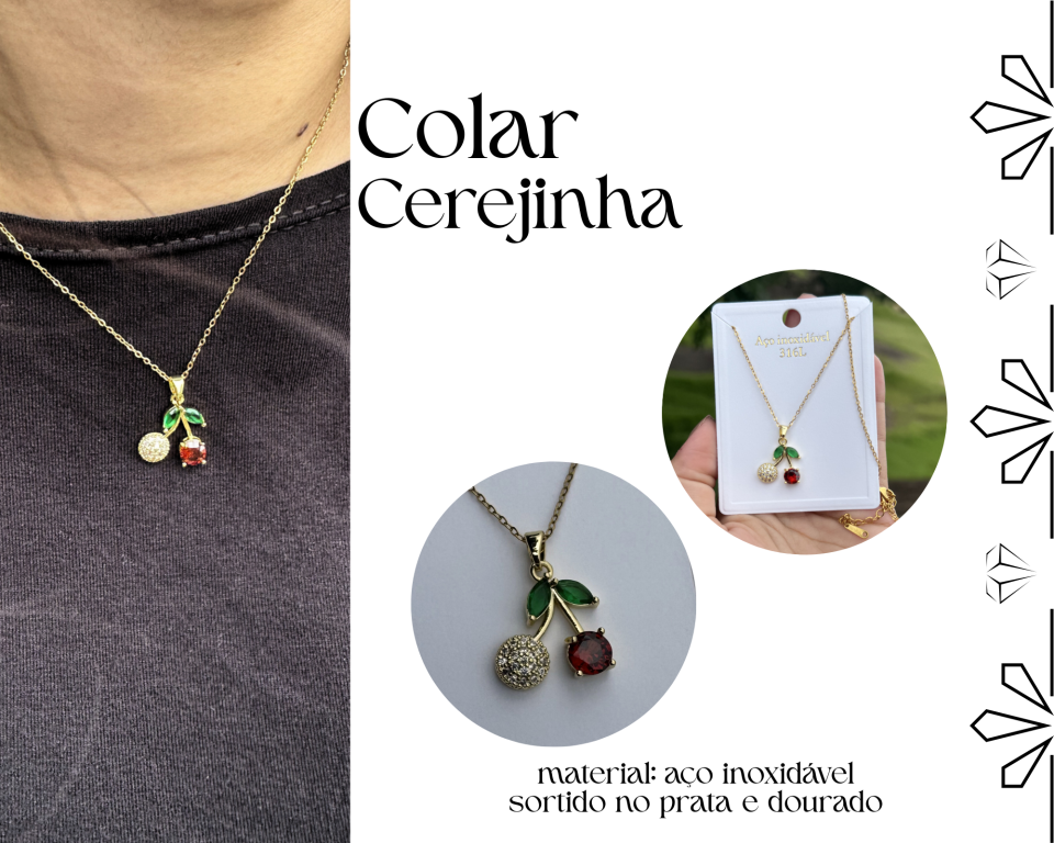 COLAR CEREJINHA AÇO INOXIDAVEL