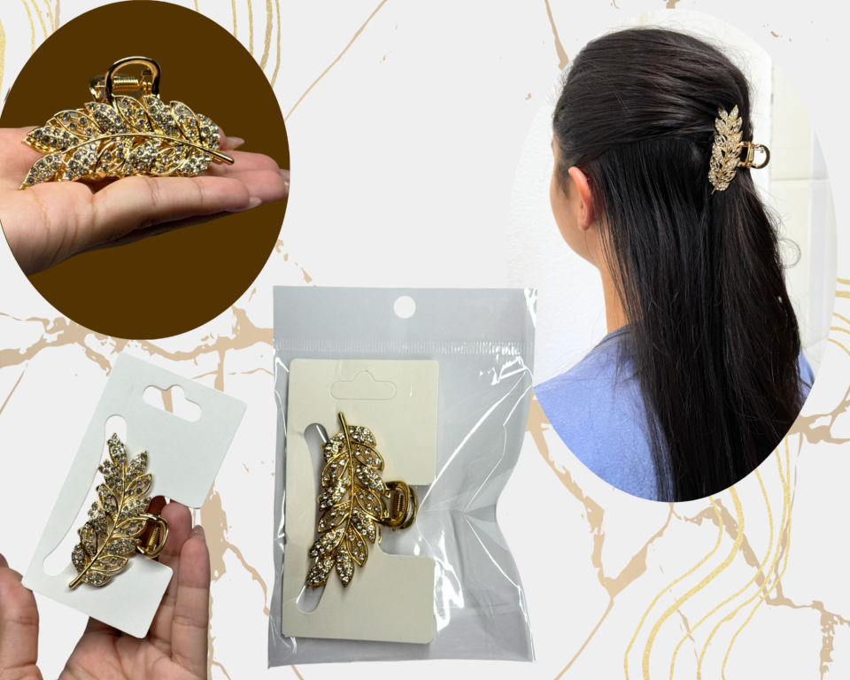 PREGADEIRA METAL FOLHA C/STRASS 7cm