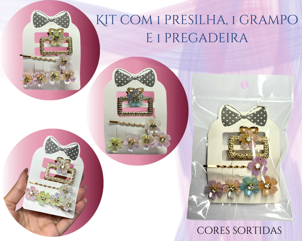 KIT DE PREGADEIRA E PRESILHA QUADRADA  C/3