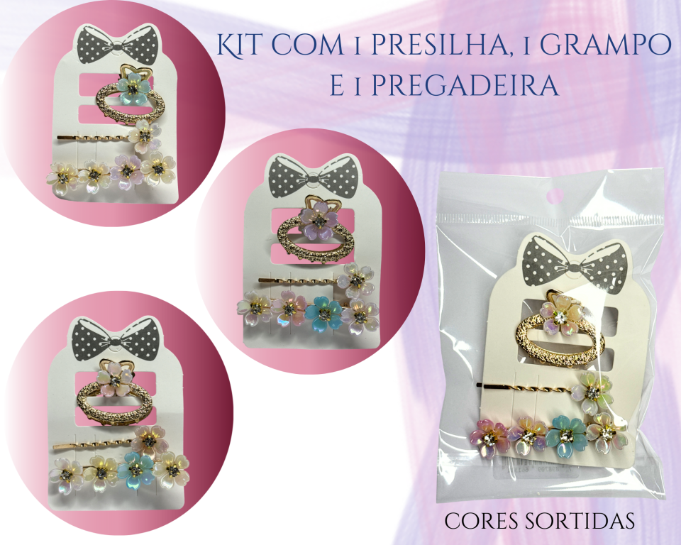 KIT DE PREGADEIRA E PRESILHA OVAL C/3