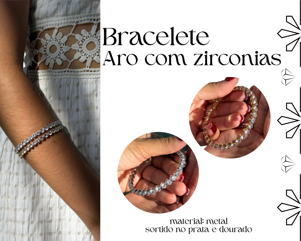 BRACELETE ARO ABERTO C/ ZIRCONIAS