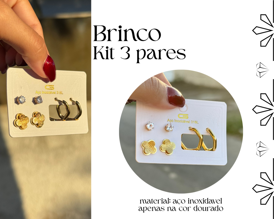 BRINCO KIT C/3 PARES TREVINHO AÇO INOXIDAVEL
