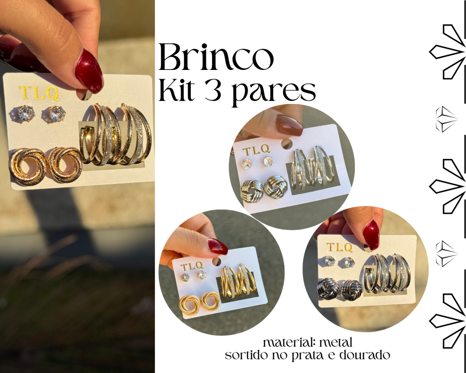 BRINCO KIT C/ 3 PARES UNIVERSO