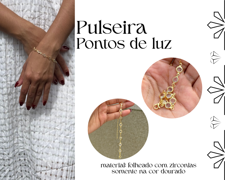 PULSEIRA FOLHEADA C/ ZIRCONIAS DOURADA