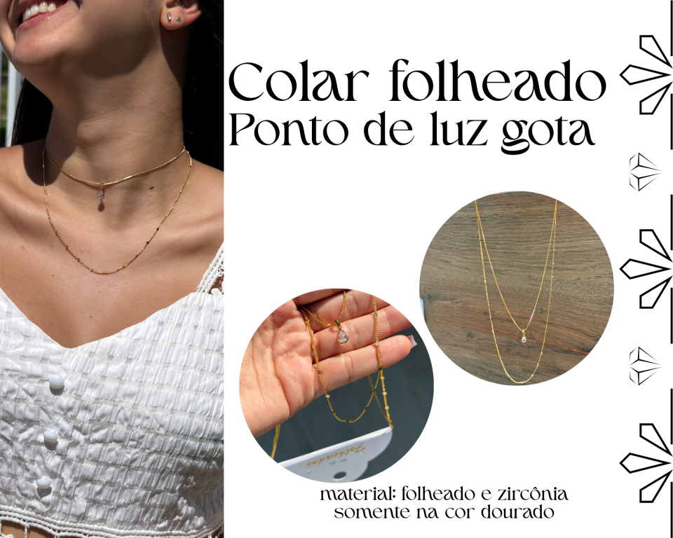 COLAR FOLHEADO DUPLO GOTA