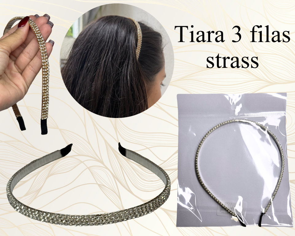 TIARA 3 FILEIRAS STRASS