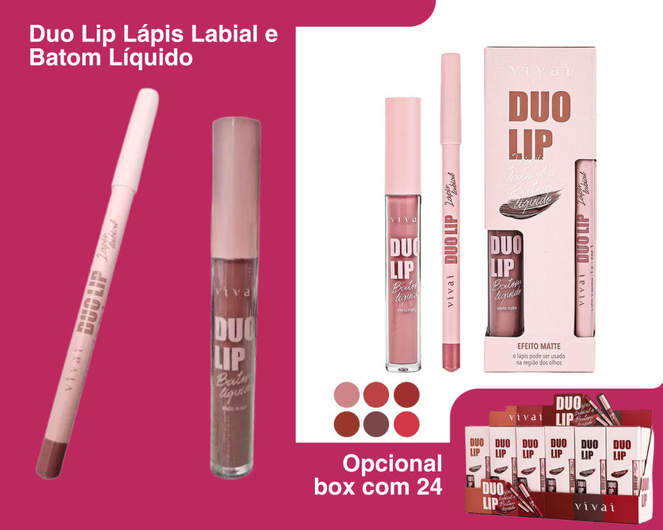 KIT LABIAL BATOM LIQUIDO E LAPIS DUO LIP MINIMO 6