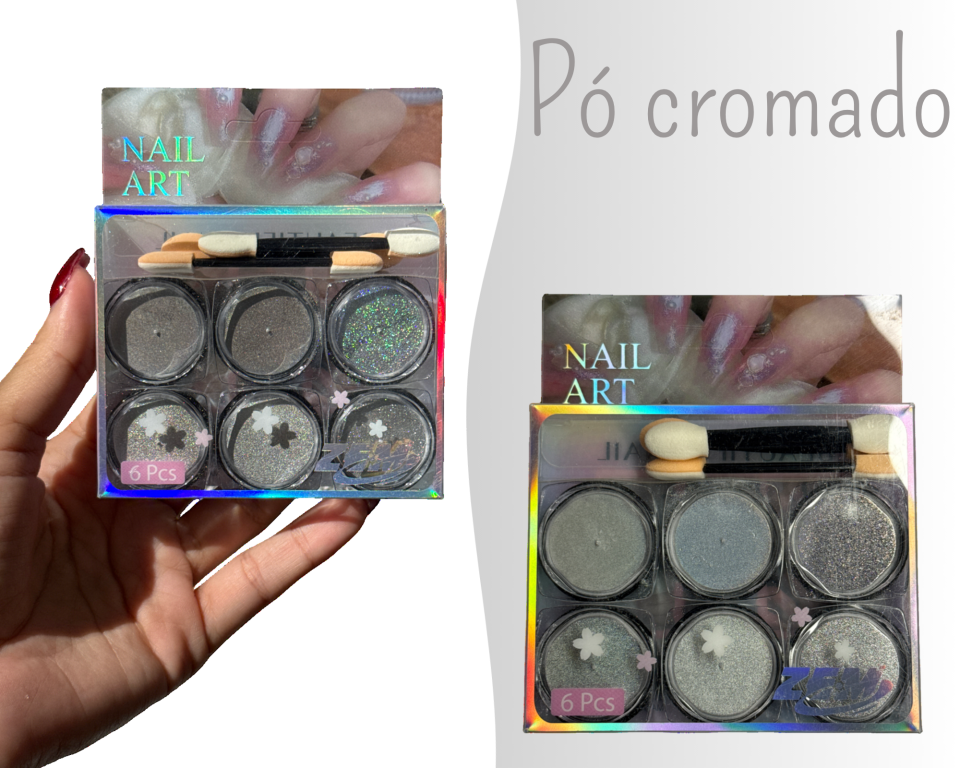 GLITTER PO CROMADO C/6