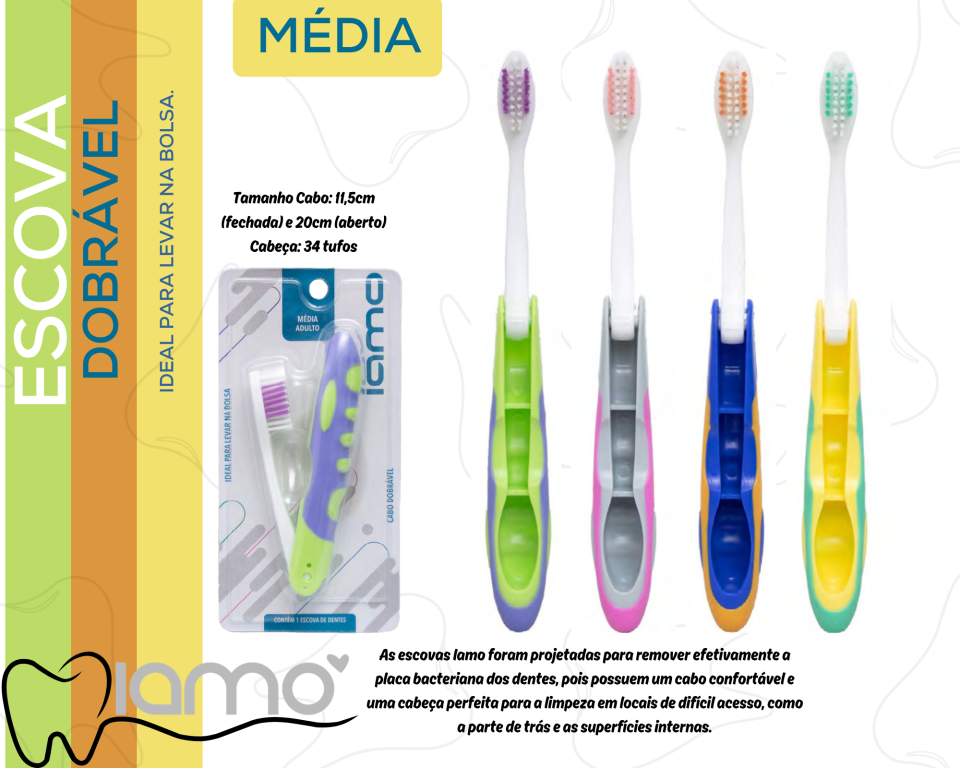 ESCOVA DE DENTE ADULTO MEDIA DOBRÁVEL TRAVEL BUBBLE