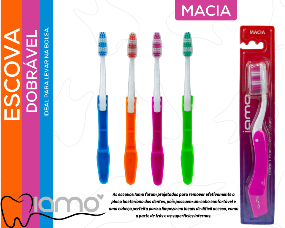 ESCOVA DE DENTE ADULTO MACIA DOBRÁVEL TRAVEL SPLASH