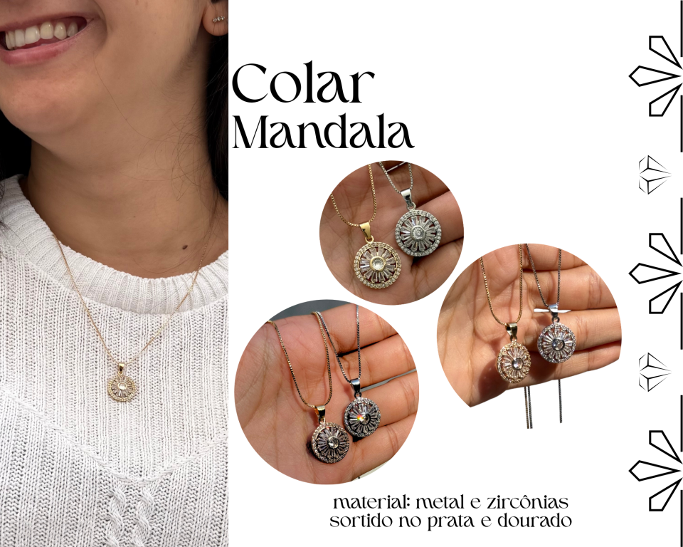 COLAR MANDALA C/ ZIRCONIAS