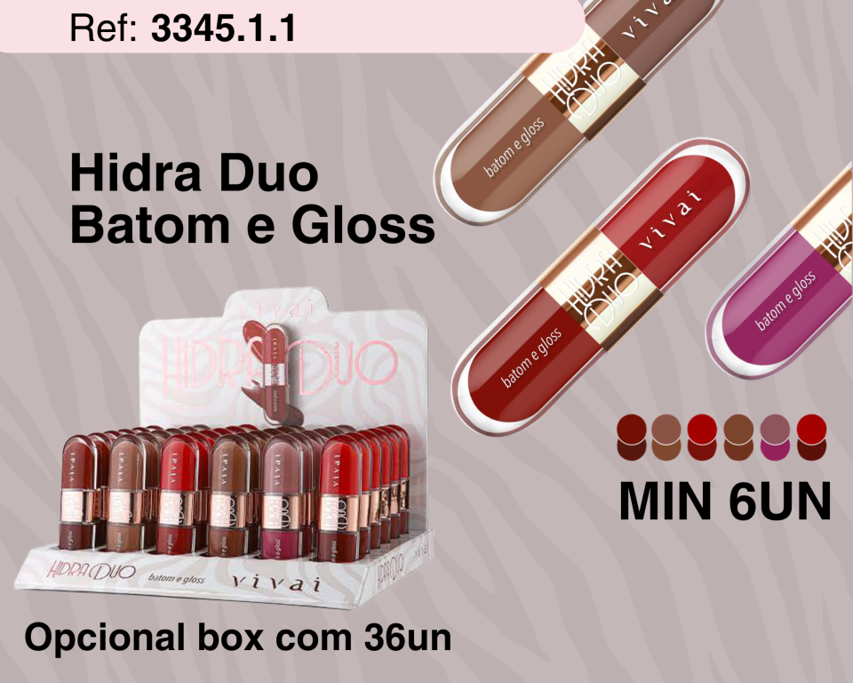 BATOM E GLOSS HIDRA DUO VIVAI (MINIMO 6)
