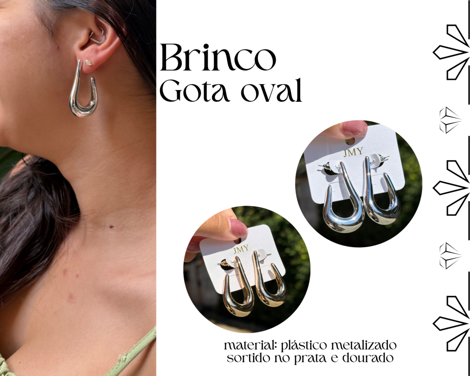 BRINCO METALIZADO GOTA OVAL