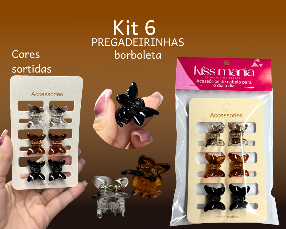 KIT PREGADEIRA BORBOLETA 2cm C/6