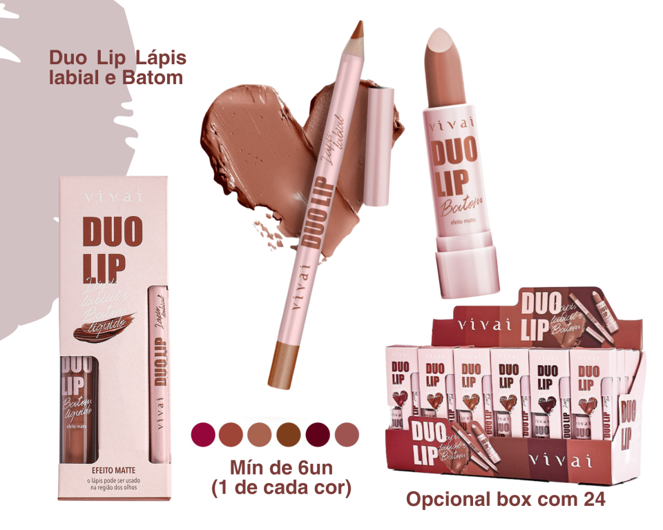 KIT LABIAL BATOM E LAPIS DUO LIP (MINIMO 6)