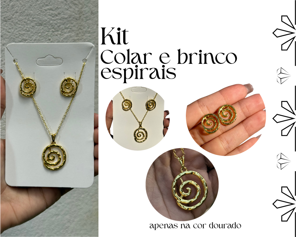 KIT COLAR E BRINCO ESPIRAIS