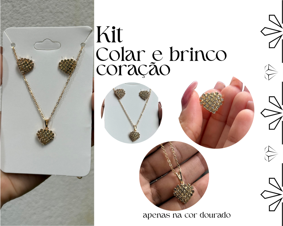 KIT COLAR E BRINCO CORAÇÃO