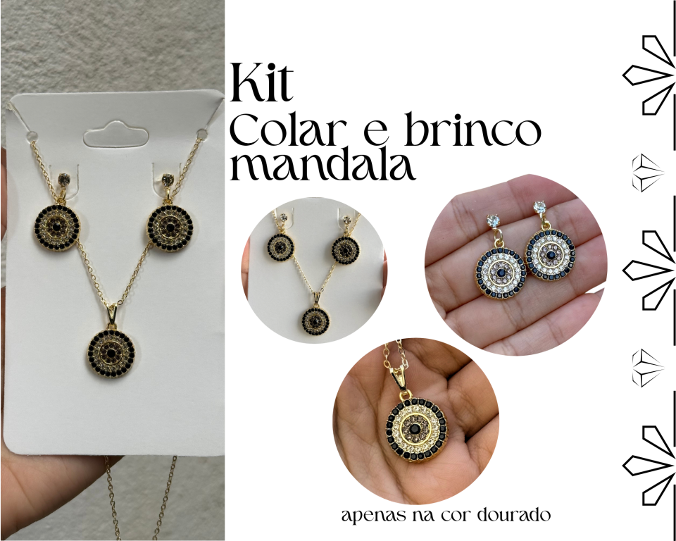 KIT COLAR E BRINCO MANDALA
