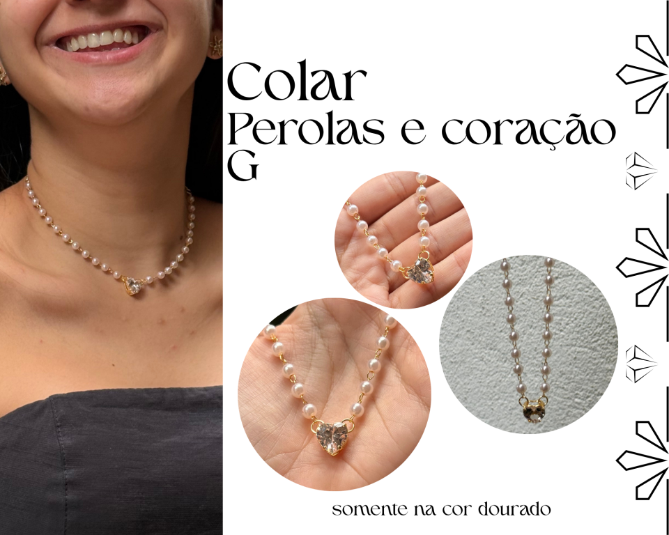 COLAR PEROLAS E CORAÇÃO G