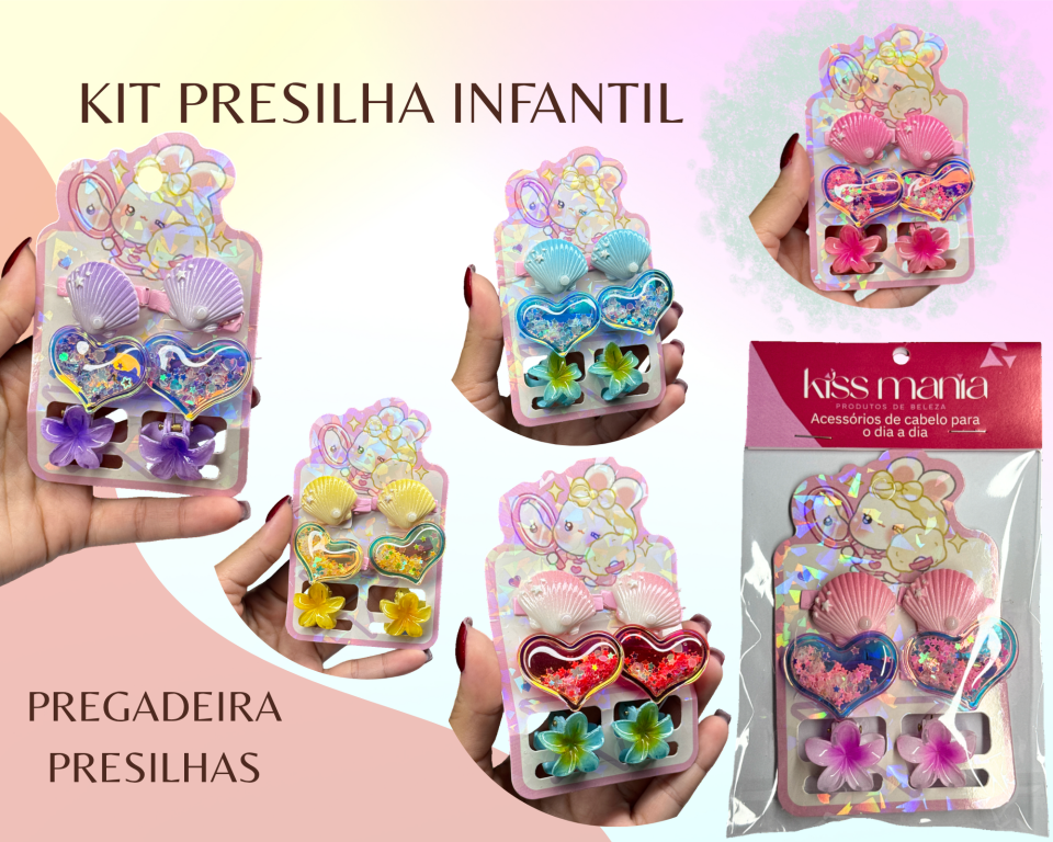 KIT PRESILHA E XUXINHA CARIBE CORAÇÃO C/6