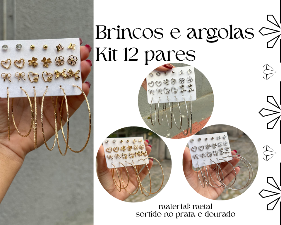 BRINCO KIT C/ 12 PARES