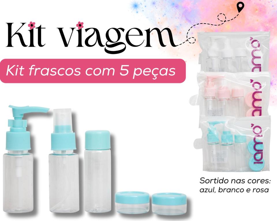 KIT FRASCOS P/ VIAGEM C/ 5