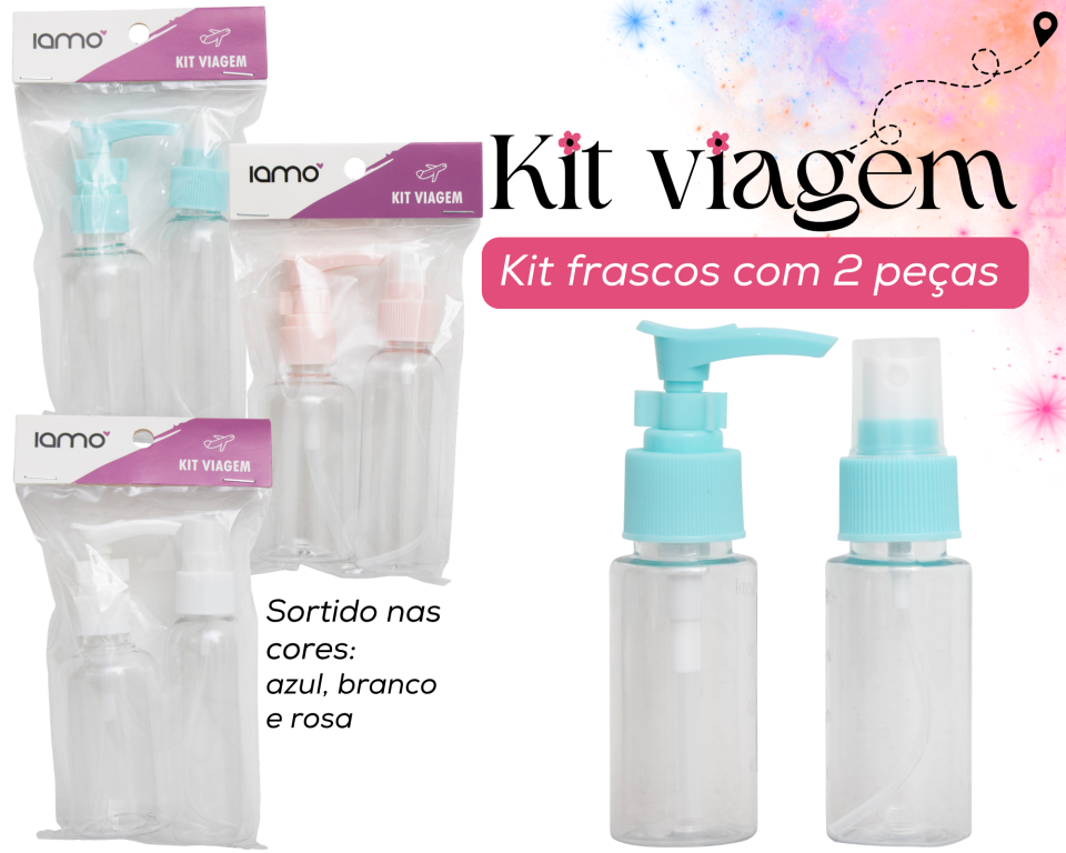 KIT FRASCOS P/ VIAGEM C/ 2