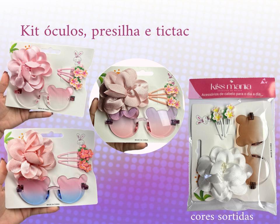 KIT OCULOS URSO ,PRESILHA E TIC TAC