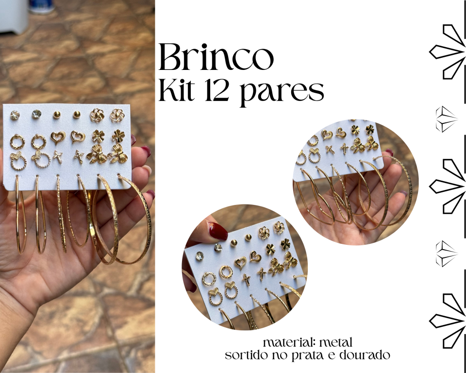 BRINCO KIT C/ 12 PARES