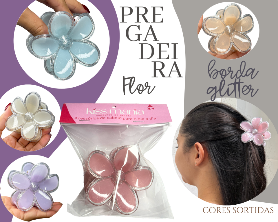 PREGADEIRA FLOR C/ BORDA GLITTER 7.5cm